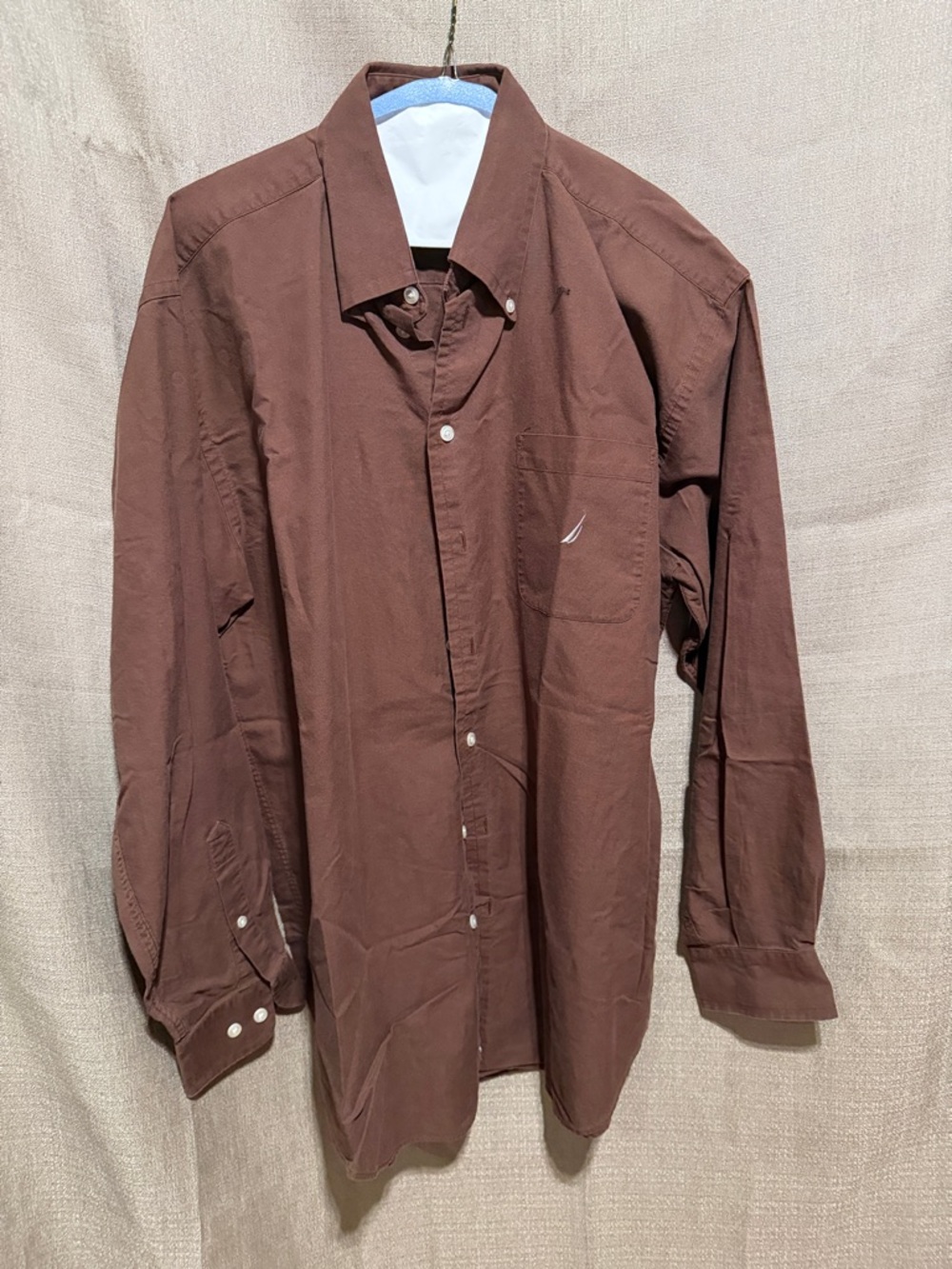 Nautica Men's Chest-Pocket Button-Down Shirt in Rich Brown